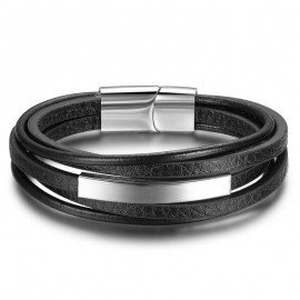 BRACELET HOMME CUIR ET ACIER