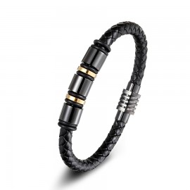 bracelet homme cuir et acier