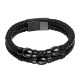 bracelet cuir et acier noir