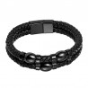 bracelet cuir et acier noir