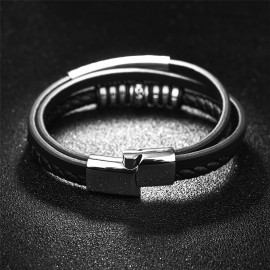 bracelet homme cuir et acier