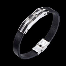 bracelet homme cuir et acier inoxydable