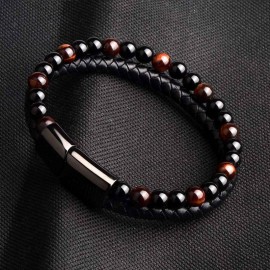 bracelet homme perles et cuir