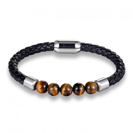 bracelet homme perles et cuir