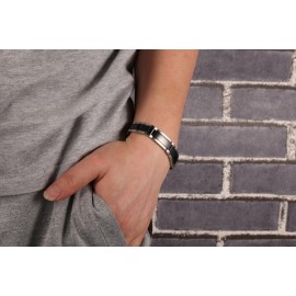 bracelet homme silicone et acier - Bracelets- homme.com