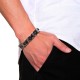 Bracelet homme ajustable hématite et acier