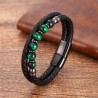 bracelet cuir noir et perles vertes