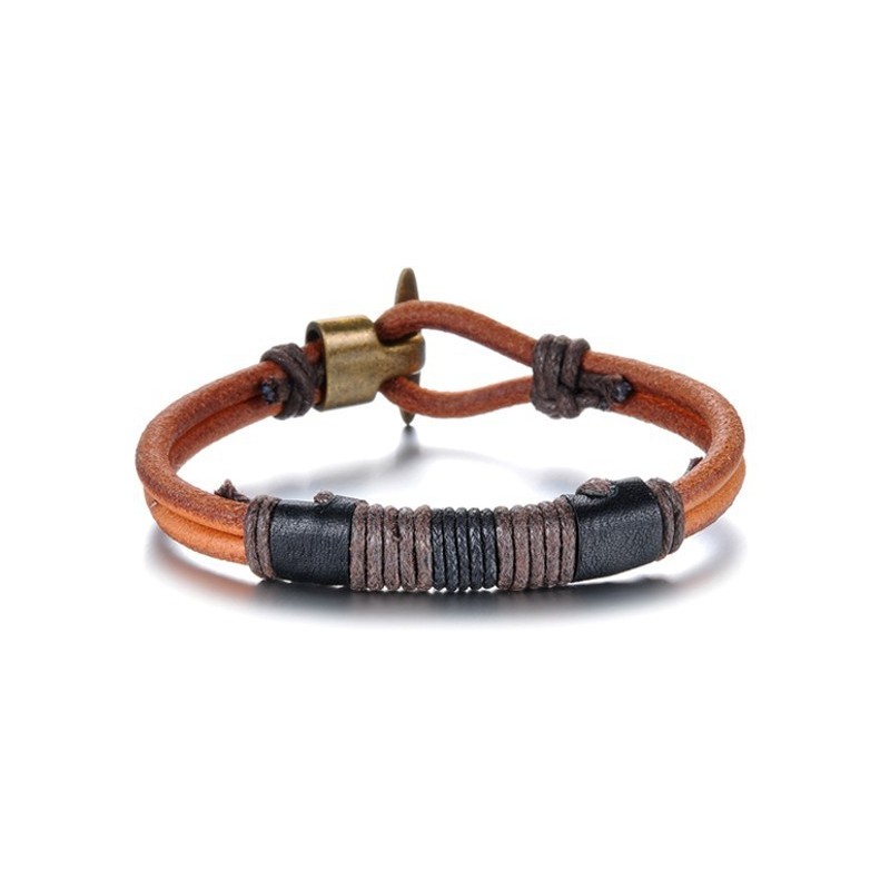 Men's personalised leather bracelet with engraved steel clasp 15x15 mm |  HappyBulle
