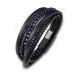 bracelet cuir noir et perles bleues