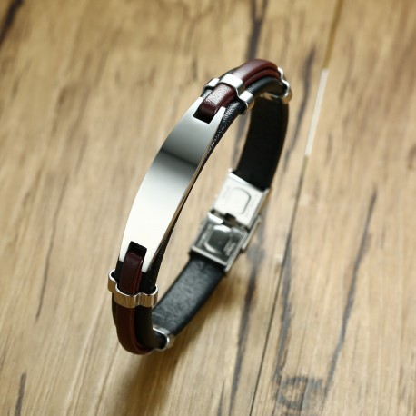 bracelet homme cuir et titane