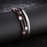 bracelet homme cuir noir et acier