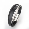 bracelet homme cuir noir et acier titane
