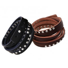 Bracelet Homme enroulé en cuir clouté