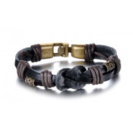 Bracelet homme cuir tissage et nœuds