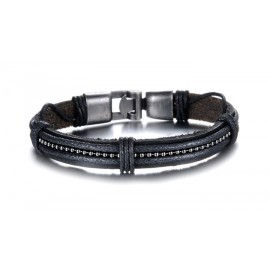 Bracelet homme cuir et chaine boule