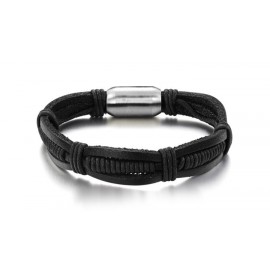 Bracelet cuir noir fermoir aimanté