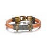 Bracelet homme cuir rond et cordon gris