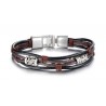 Bracelet cuir marron et noir 4 brins