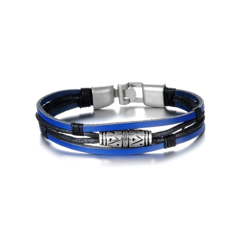 Bracelet cuir on sale bleu