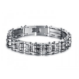 Bracelet homme acier avec pierres en cristal 