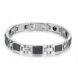 Bracelet homme acier  avec  pierres  magnétiques