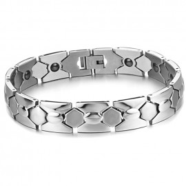 Bracelet homme acier et pierres hématites