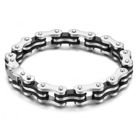 Bracelet homme chaine de vélo acier et silicone