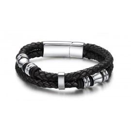 Bracelet homme cuir assortiment métal