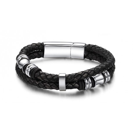 Bracelet homme simili cuir assortiment métal