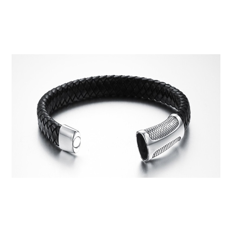 Bracelet homme cuir fermoir aimanté design - Bracelets- homme.com