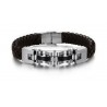 Bracelet homme cuir marron design massif