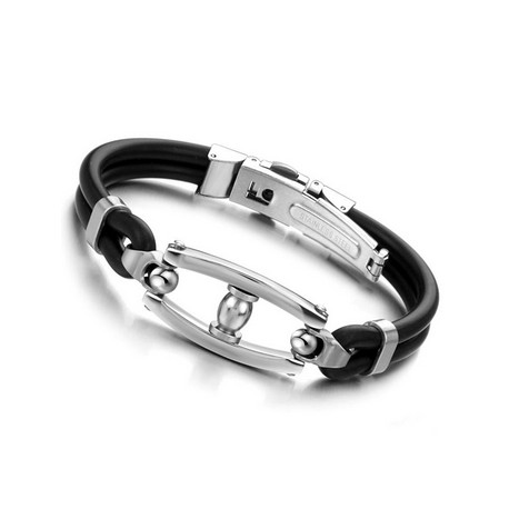 Bracelet homme silicone et acier