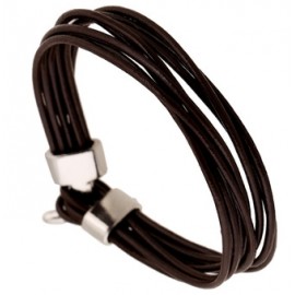 Bracelet homme cuir marron 8 liens