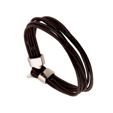 Bracelet homme cuir marron 8 liens