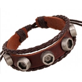 Bracelet homme en cuir style emo