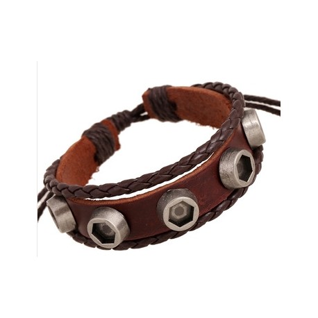 Bracelet homme en cuir style emo