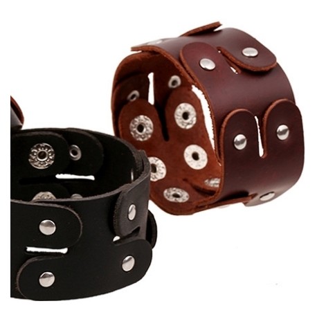 Bracelet de force ethno-rock en cuir 