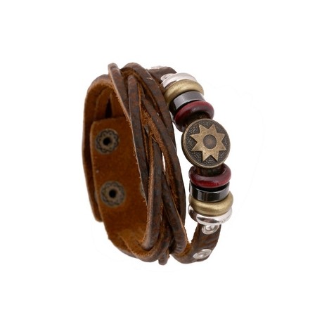 Bracelet homme en cuir et breloques