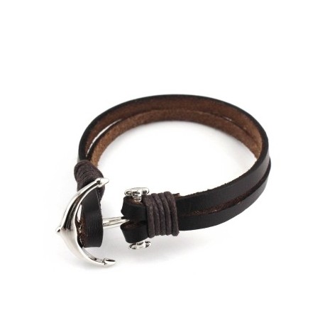 Bracelet homme en cuir encre acier