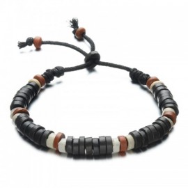 bracelet homme perles de bois style surfeur