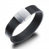 bracelet homme en cuir noir avec boucle magnétique