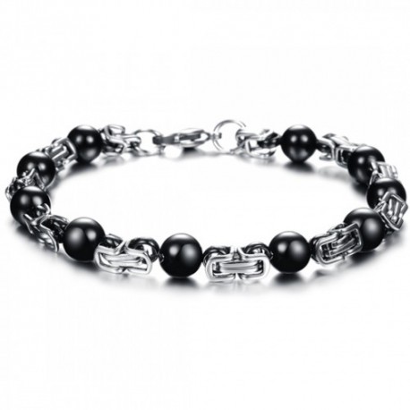 bracelet homme perles et acier