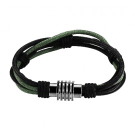 bracelet homme cuir noir et corde