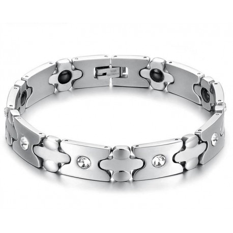 bracelet homme en acier et faux diamants