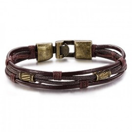bracelet homme brun foncé et éléments bronze