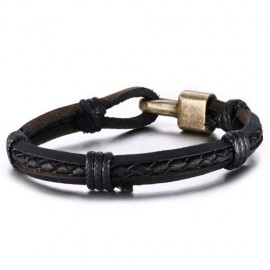 bracelet homme  en cuir tressé