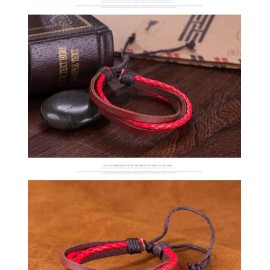 Bracelet homme marron et rouge