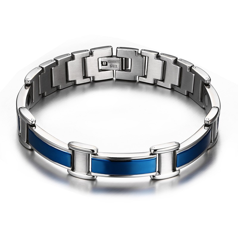 Bracelet en acier et carbone bleu : Longueur - 21 Homme - Le