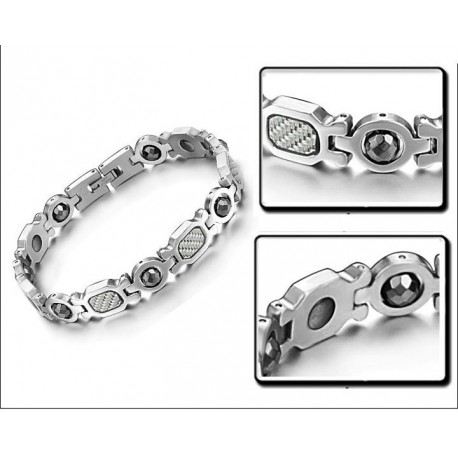 bracelet acier et pierres magnétiques