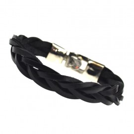 bracelelet homme cuir tressé brun foncé ou noir